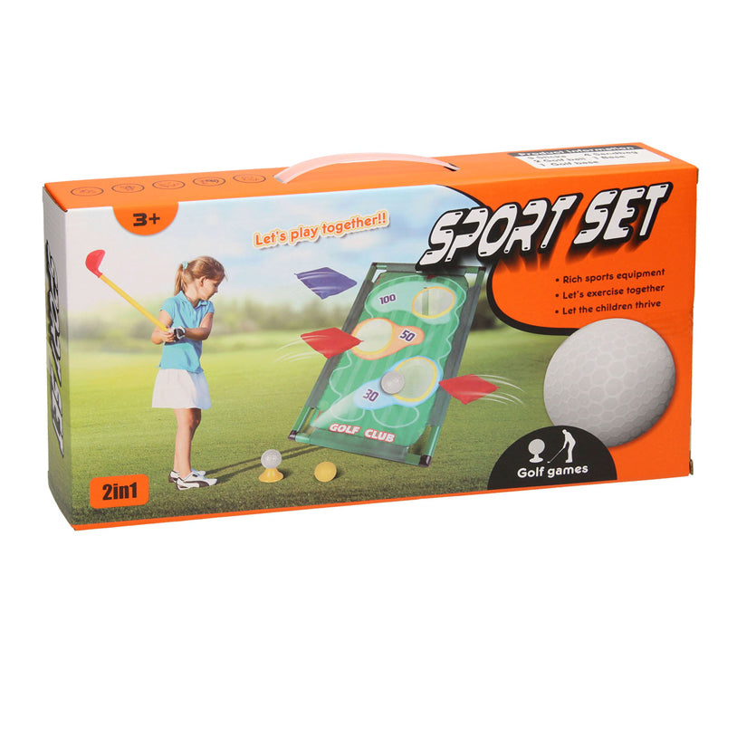 Conjunto deportivo 2 en 1 golf y lanzamiento de bolsas.