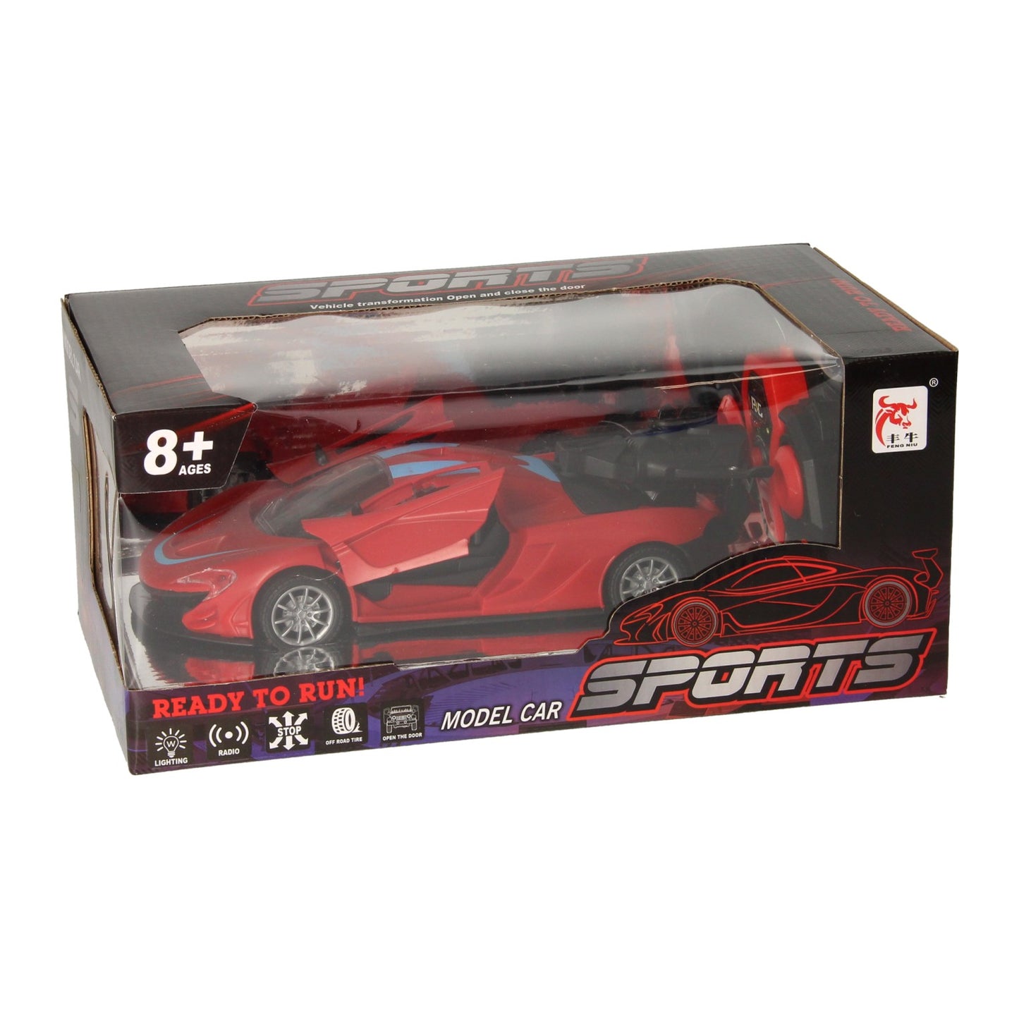 Auto sportiva RC con funzione vapore, rossa