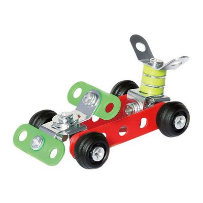 Metal construction set racing car, 46 pieces.