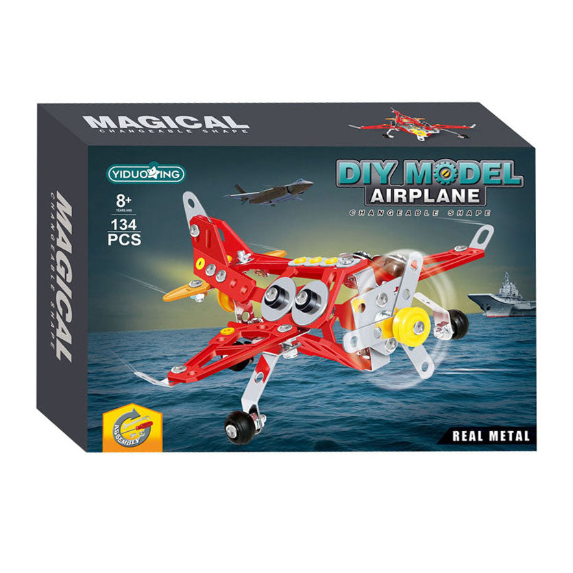 Set da costruzione in metallo per aeroplano, 134 pezzi.