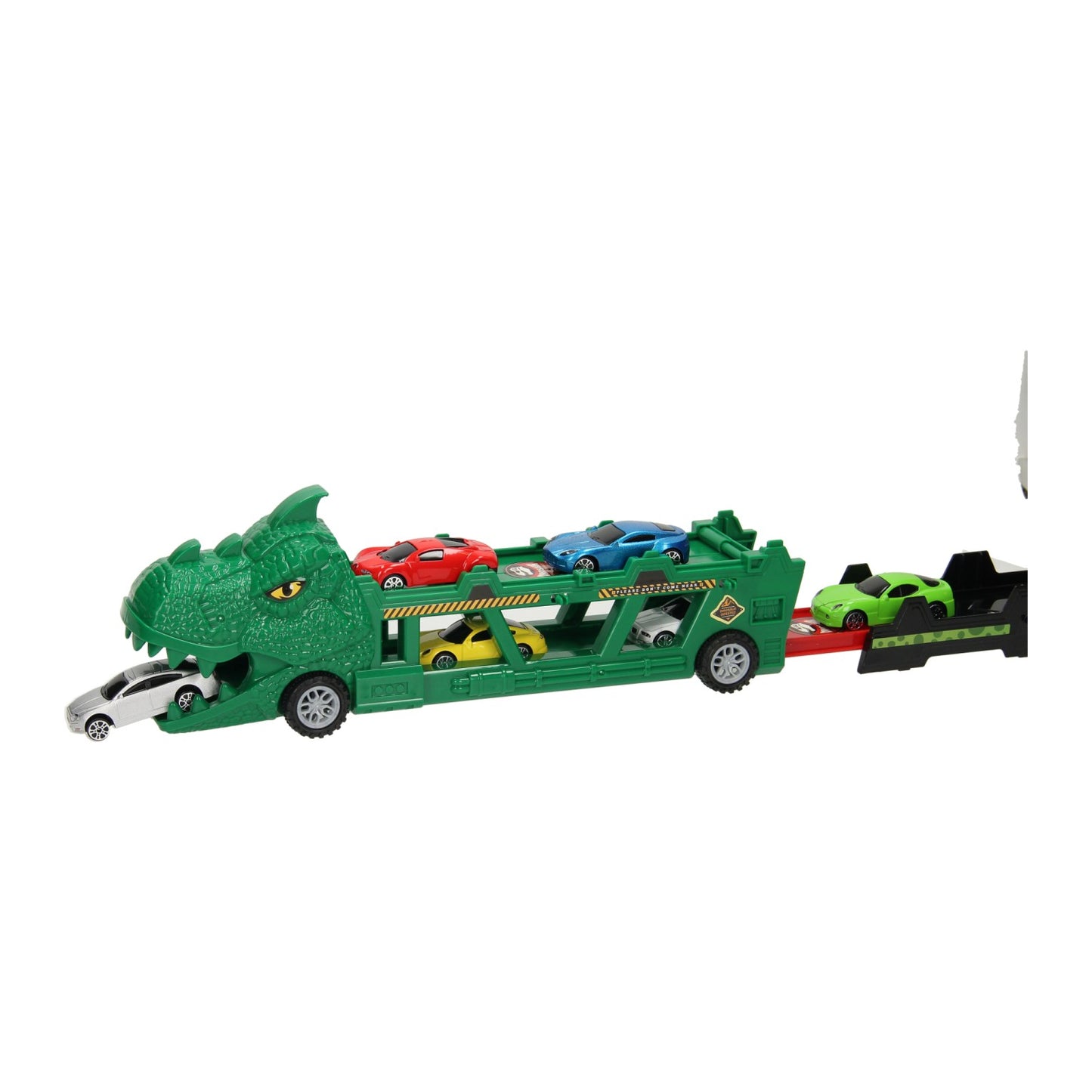 Lobbes speelgoed bv dino transporter met afschietfunctie, 7dlg.