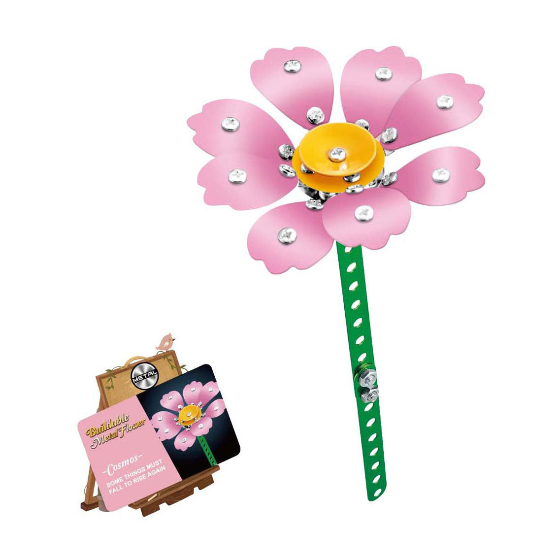 Set de construcción de metal flor rosa