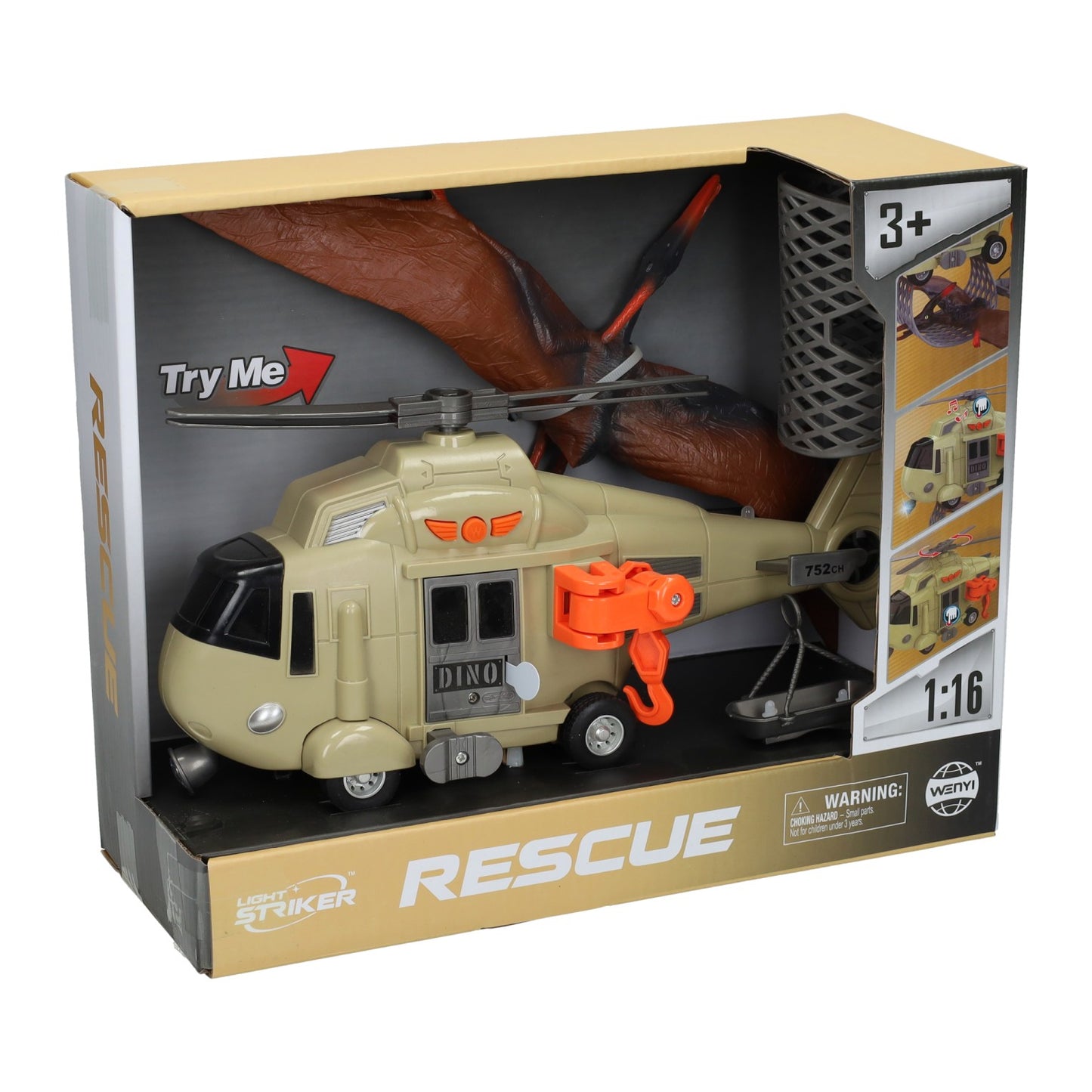 Helicóptero con dinosaurio - incl. luz y sonido