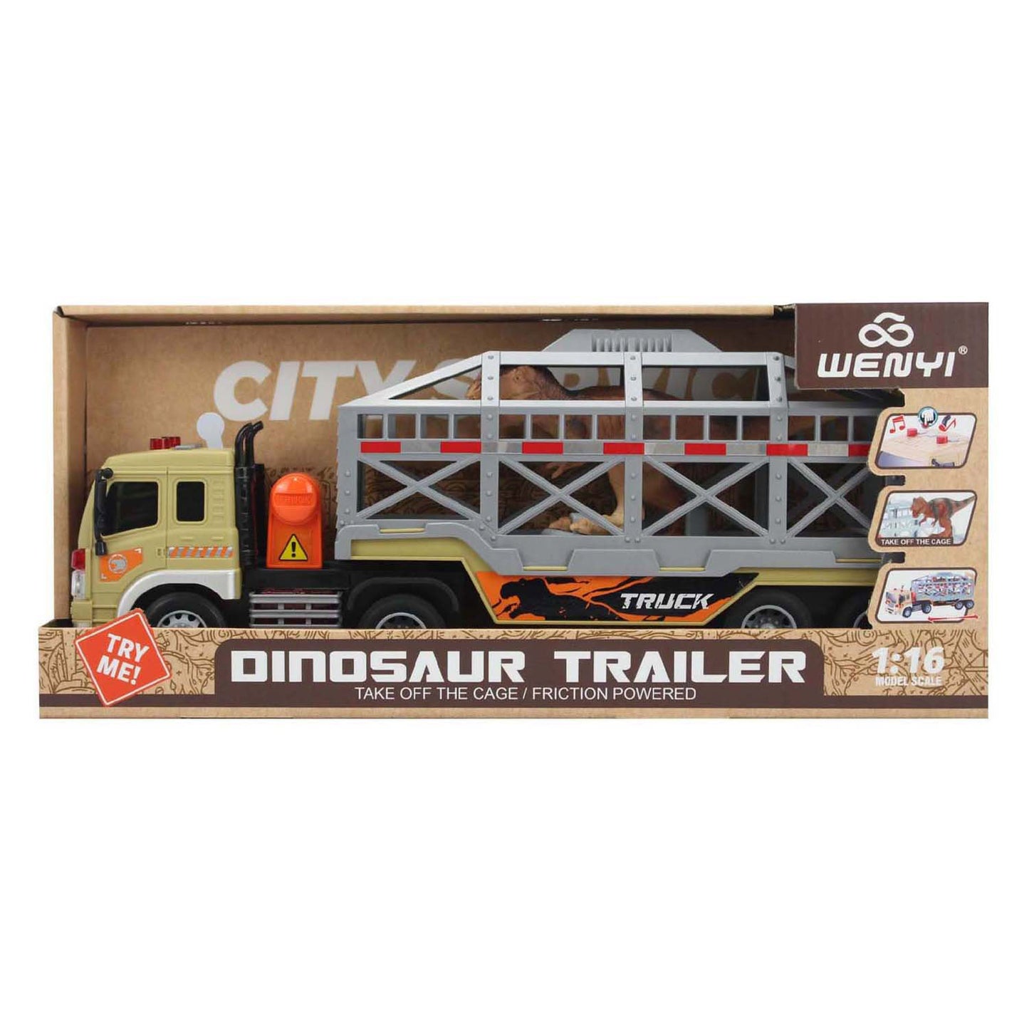 Camión con dinosaurio 1:16 - con luz y sonido
