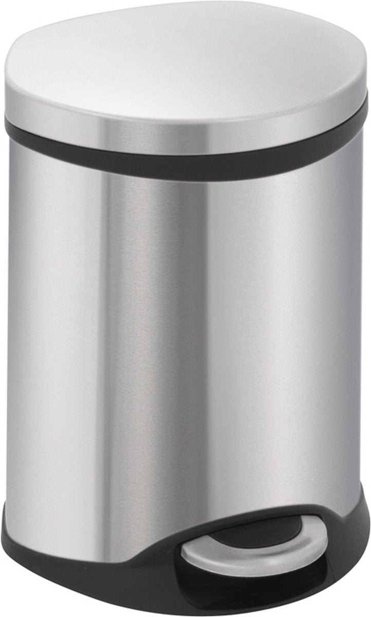Eko - cubo de basura con pedal de 6 litros - plástico de acero inoxidable - acero inoxidable mate - cubo de basura