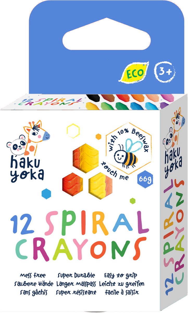 Pastelli a spirale Haku Yoka - 12 pezzi - contiene il 10% di cera d'api - 3 anni