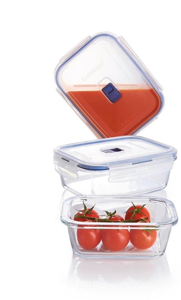 Luminarc pure box active contenitore per alimenti freschi - rettangolo - 3 pezzi