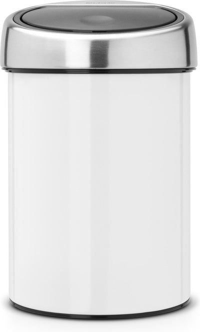 Pattumiera touch bin Brabantia - 3 litri - bagno - coperchio in acciaio bianco brillante
