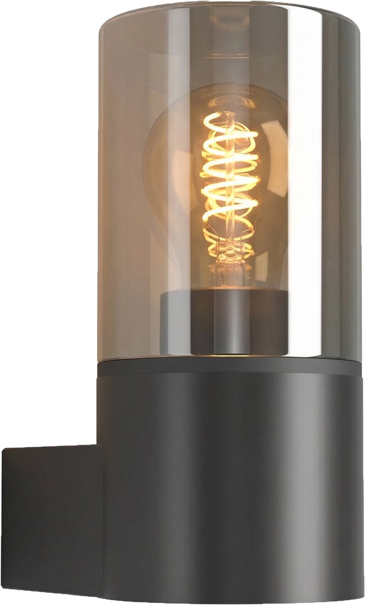 Lampada da parete Eglo cropani da esterno - e27 - 19,5 cm - nero grigio trasparente