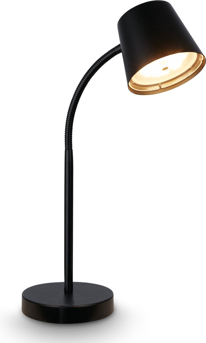 B.k.licht biwo - lampada da tavolo ricaricabile - ruotabile - lampada senza fili - lampada da scrivania dimmerabile - luce bianca calda - 38,5 x 13 x 23 cm - nero