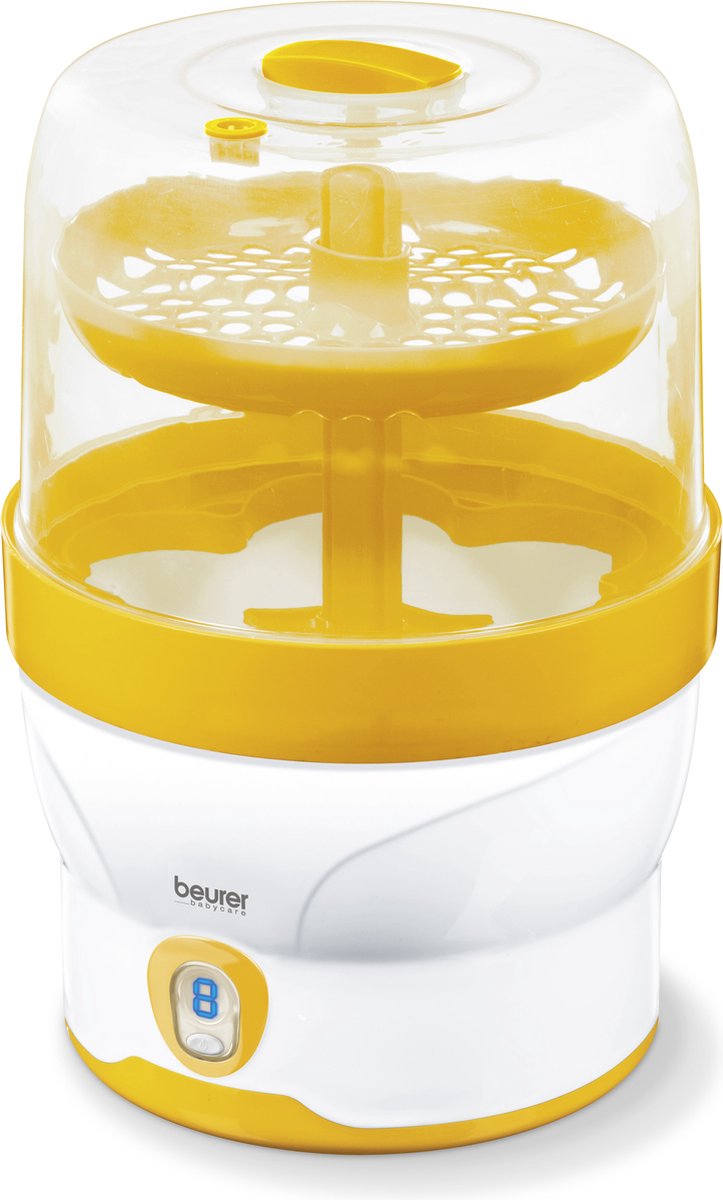 Esterilizador de biberones Beurer by 76 - eléctrico - vapor - pantalla LED - temporizador de cuenta atrás con señal acústica óptica - hasta 6 biberones al mismo tiempo - apagado automático - incl. pinzas y vaso medidor - 3 años de garantía