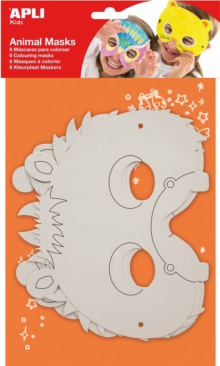 Apli kids masker dieren om in te kleuren
