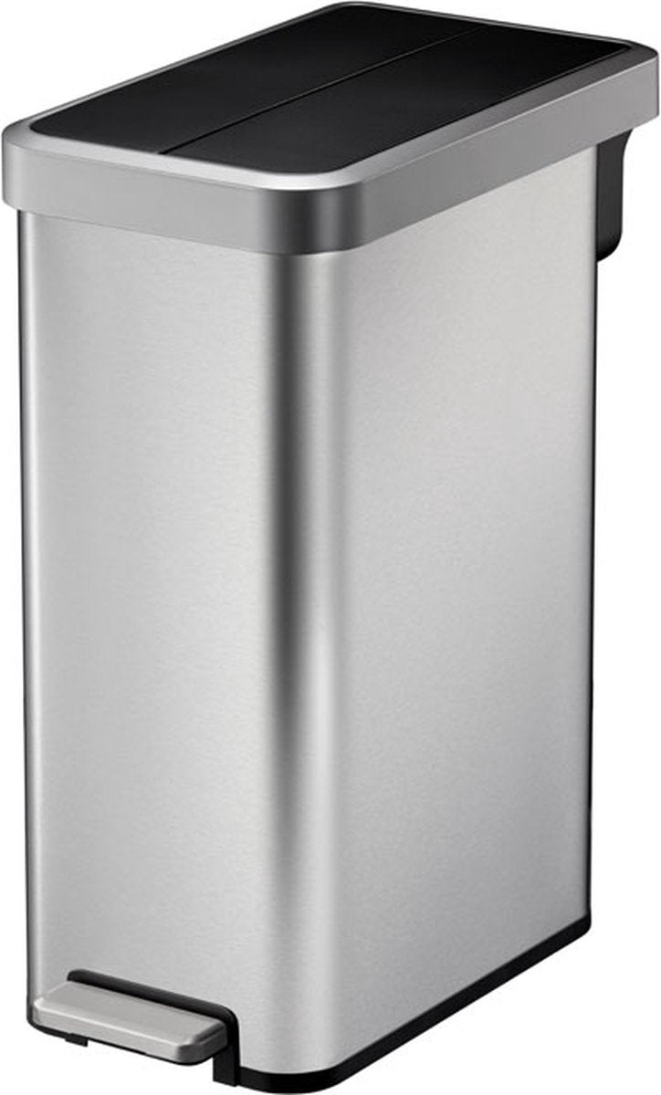 Eko - ecofly ii pedaalemmer 45 liter - stainless steel plastic - mat rvs, zwart - prullenbak