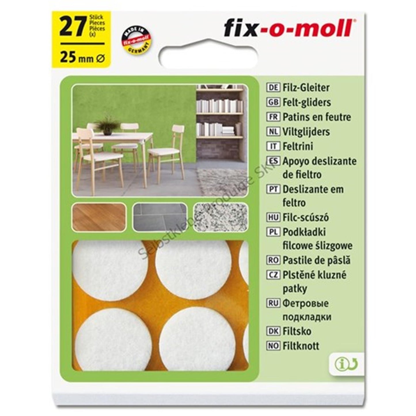 Deslizador de fieltro fix-o-moll ø25mm blanco