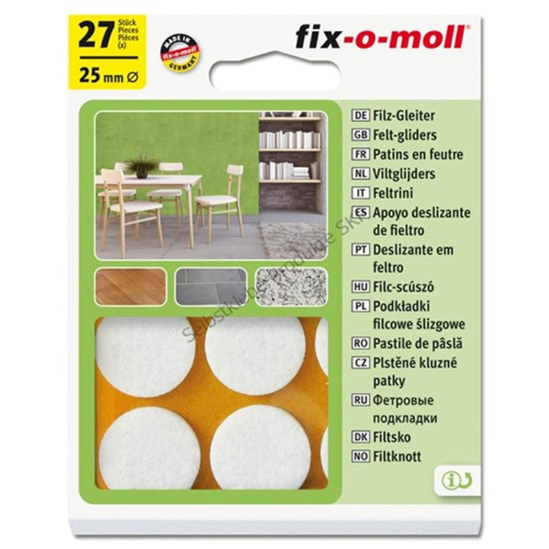 Aliante in feltro Fix-o-moll ø25mm bianco