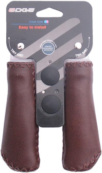 La agarre de cuero de borde - juego de mango de cuero ergonómico - 135 mm - marrón oscuro