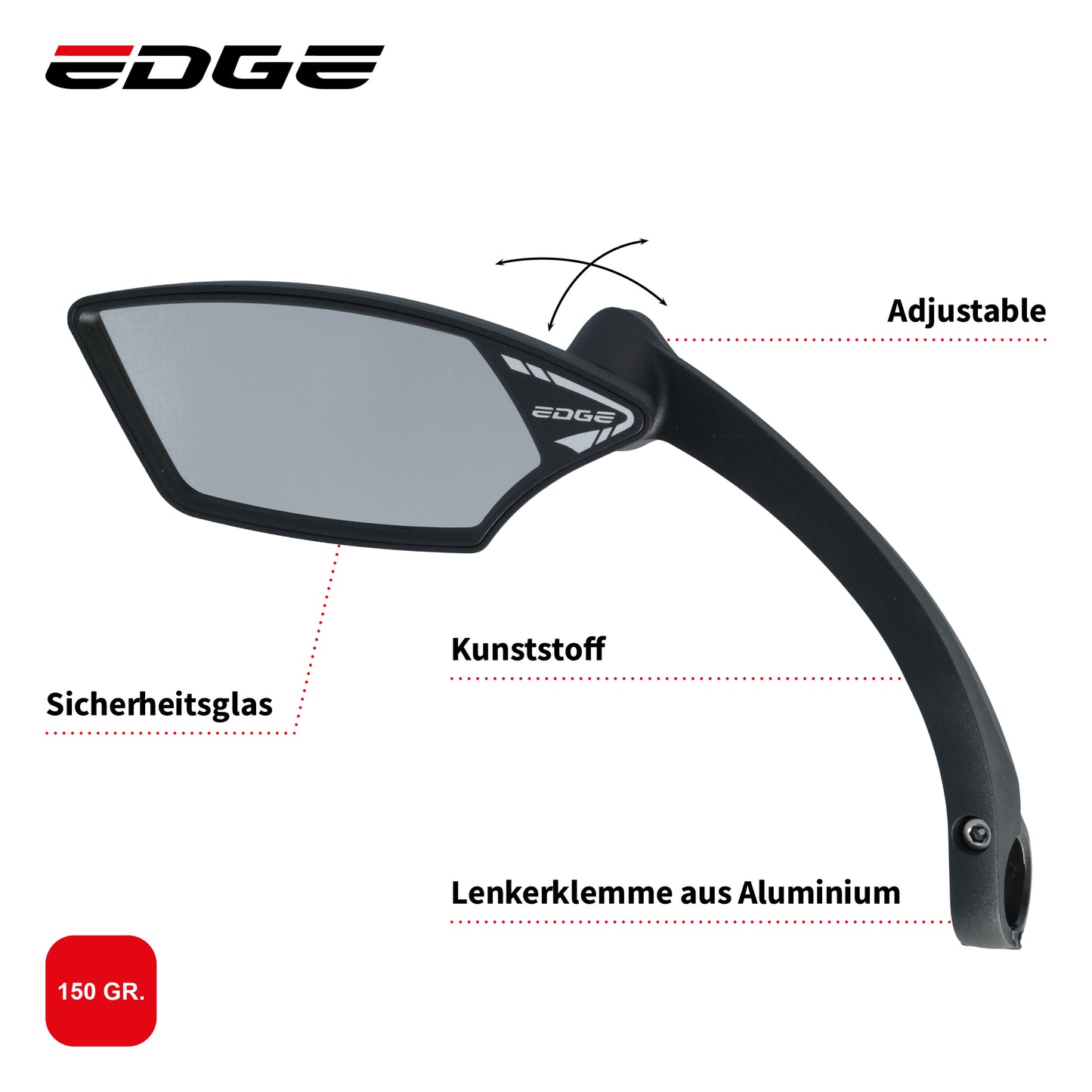 Edge Spiegel E-Bike Luxury con morsetto sinistro Montaggio