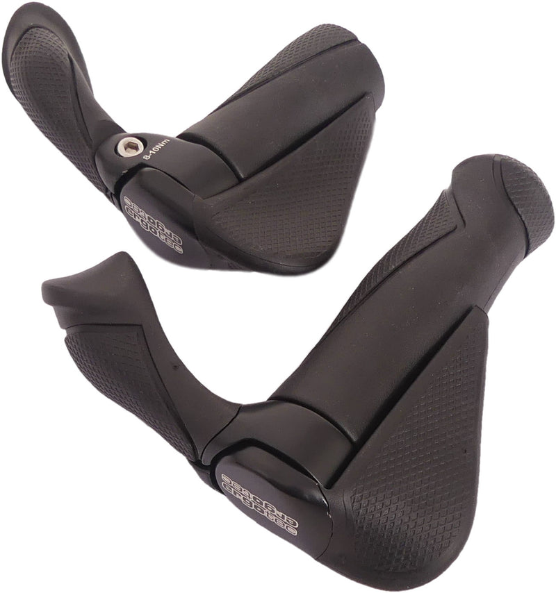 Ergotec handvatpaar mf2 kraton aluminium 130 + 87 mm - zwart