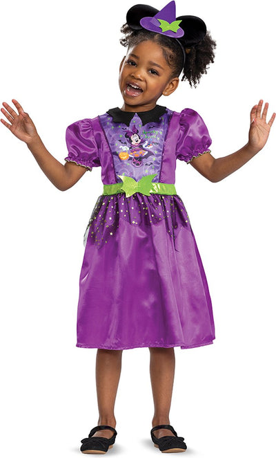 Disfraz disney halloween, vestido de bruja espeluznante minnie clásico para niño pequeño, talla m (3t-4t años)