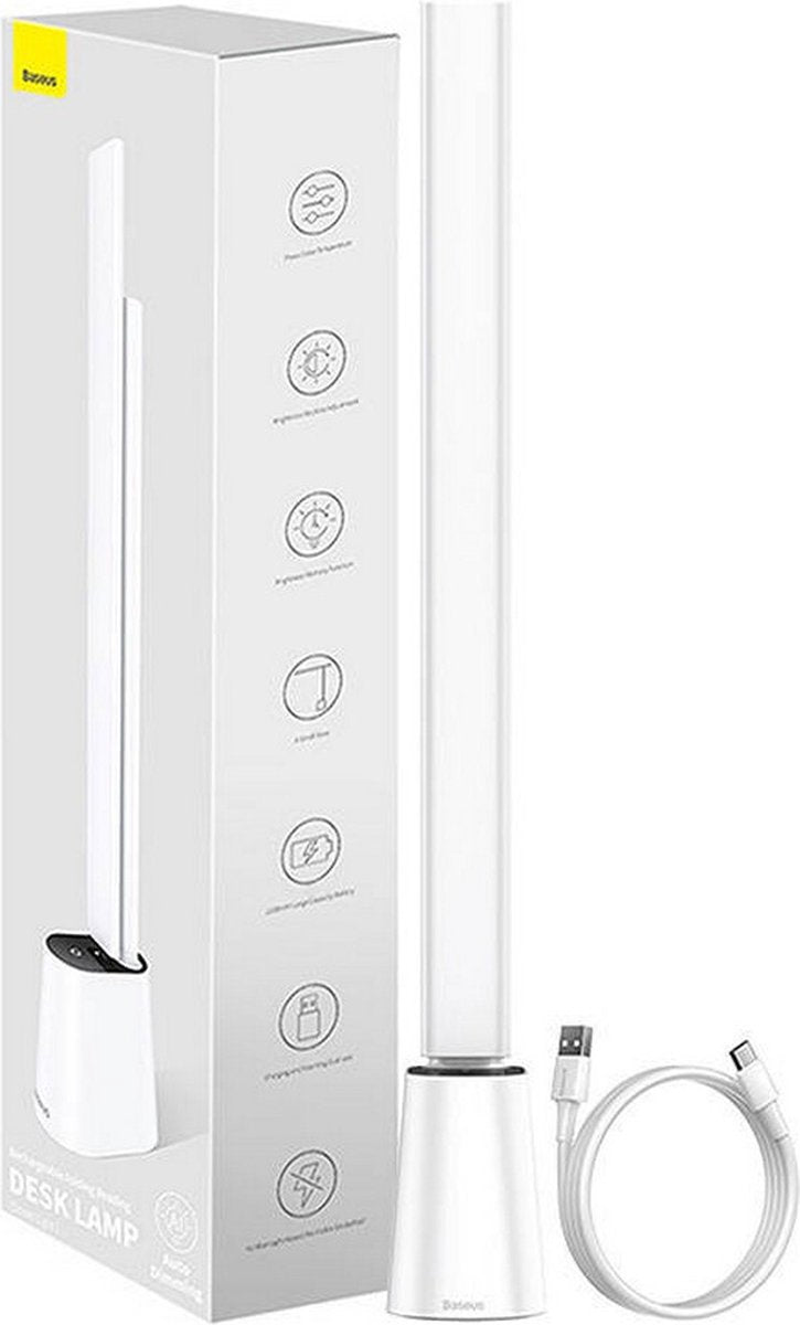 Baseus - verstelbaar bureaulamp led - automatisch handmatig dimbaar - wit en warm licht - wit