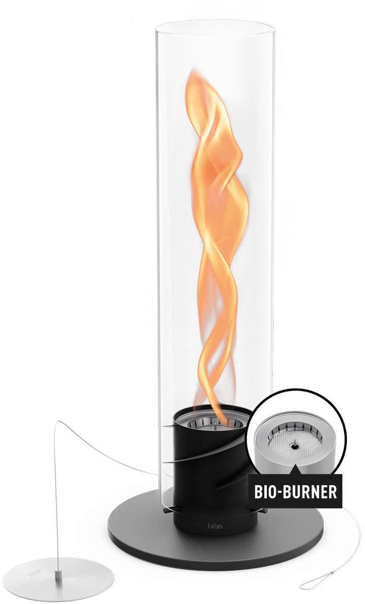 Höfats Spin Classic Table Fire 1500 Chimenea de bioetanol negra sobre líquido, chimenea de mesa de acero inoxidable, chimenea de mesa calefactora para interior y exterior