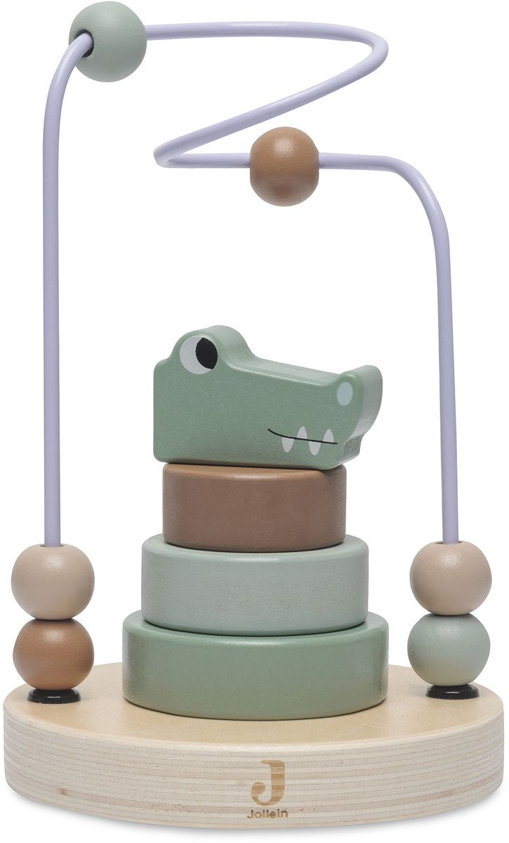 Jollein - espiral de madera - jambo de la selva - croco - juguete de madera - cocodrilo - con 6 cuentas - 100% FSC