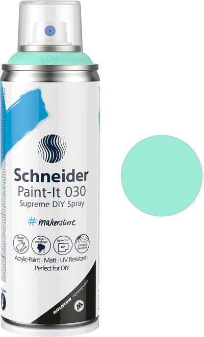 Vernice spray Schneider per cancelleria Schneider - paint-it 030 - vernice spray fai da te - vernice acrilica - 200 ml - pastello menta - s-ml03052040