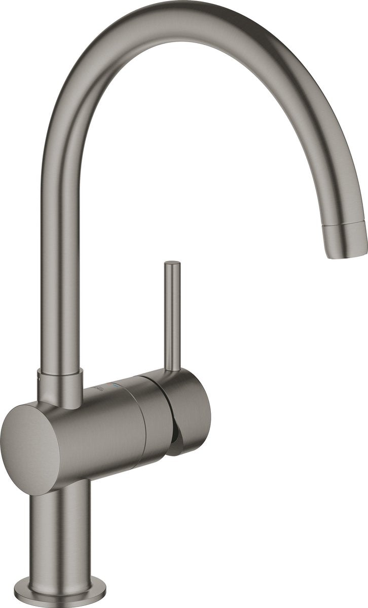 Grohe minta keukenkraan - draaibare hoge c-uitloop - 1 straalstand - brushed hard graphite (mat antraciet)