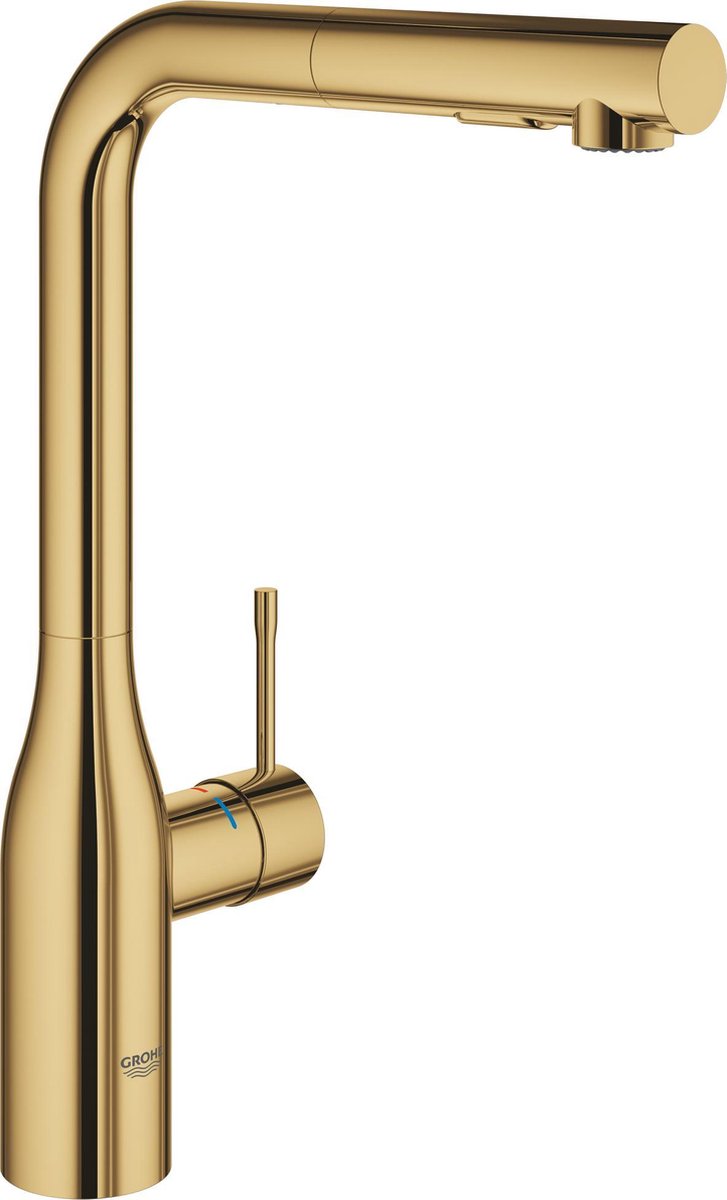 Grohe essence new keukenkraan - hoge uitloop - met uittrekbare handdouche - dual spray - cool sunrise (goud)