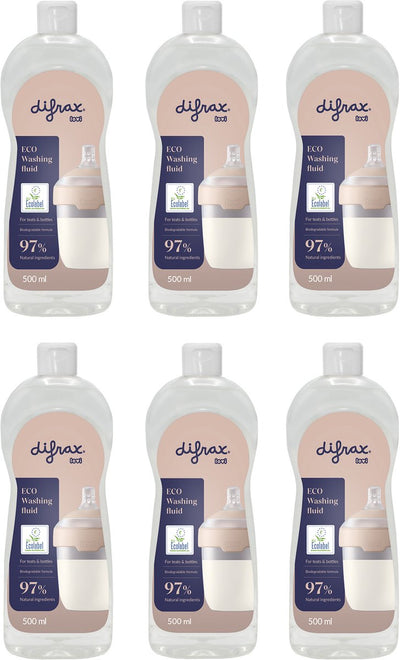 Difrax lovi eco detersivo per piatti - 6 pezzi - prodotti per bambini - biberon, ciucci - inodore - pH neutro