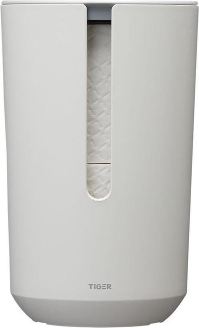 Tiger tess - portarotolo di ricambio con coperchio - da appoggio - bianco grigio chiaro