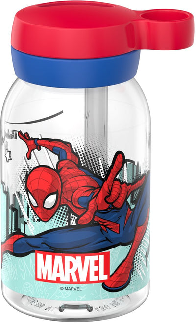 Botella Mepal con pajita campus - 450 ml - botella de agua para niños - hermética - tapa giratoria higiénica - spiderman