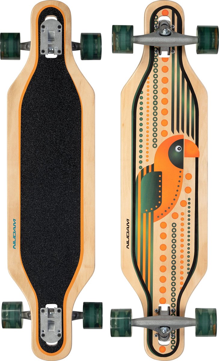 Nijdam longboard drop-through 36 - echo coco - legno - arancio nero