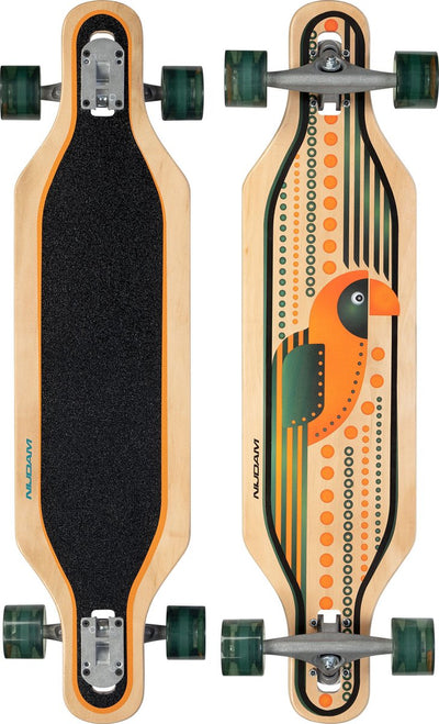 Nijdam longboard drop-through 36 - echo coco - wood - black orange