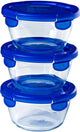 Pyrex - ciotola cook go rotonda con coperchio set da 3 pezzi - vetro borosilicato - trasparente -