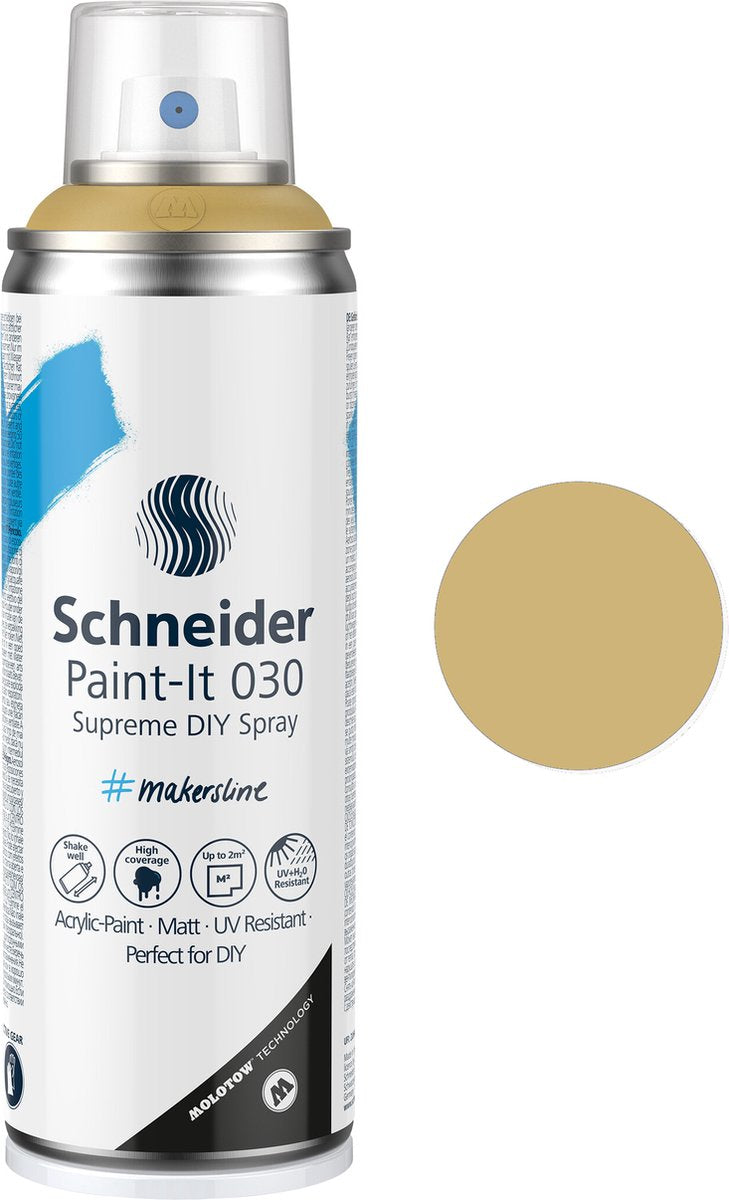 Schneider schrijfwaren schneider spuitbus verf - paint-it 030 - diy spuitverf - acrylverf - 200ml - goud - s-ml03050066