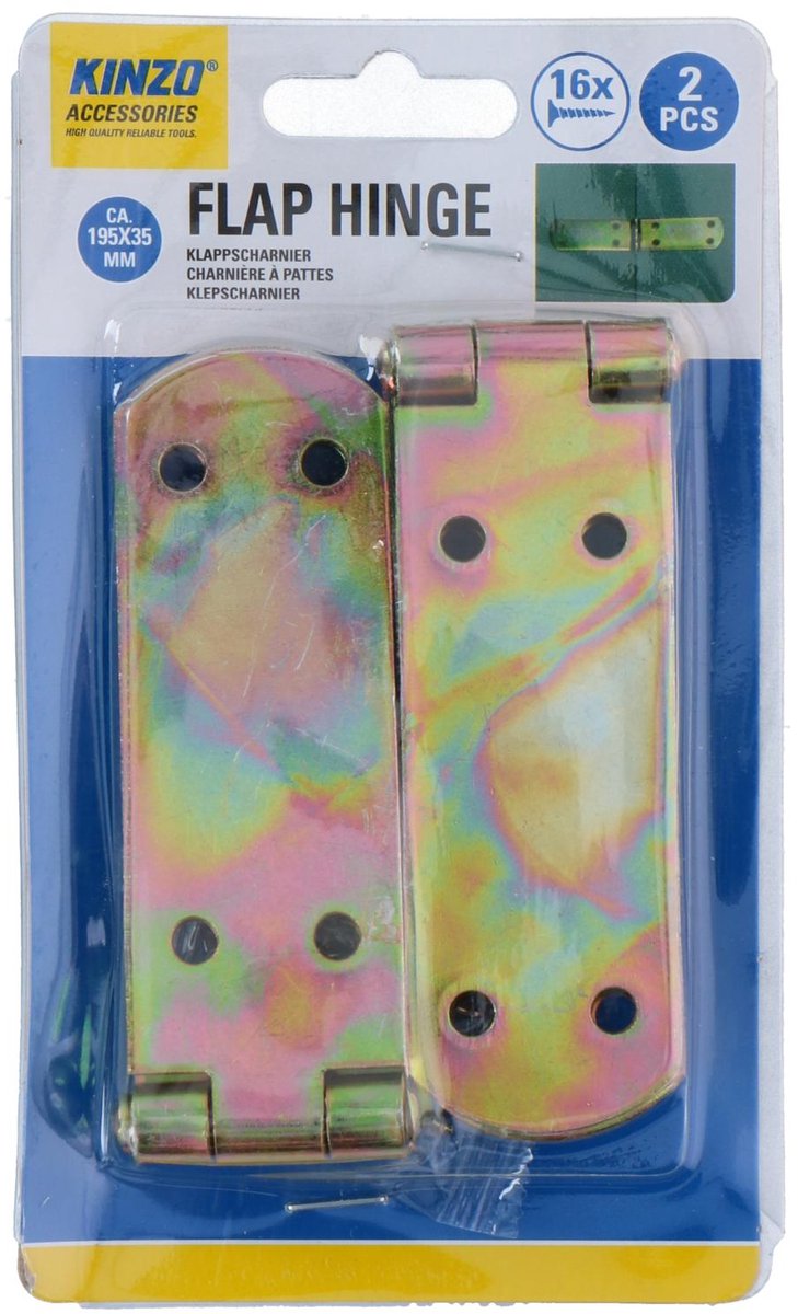 Cerniera pieghevole Kinzo 2 pezzi - cerniera per porta interna 195 x 35 mm - cerniere con 16 viti - metallo