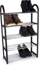 Alpina schoenenrek - 5-laags schoenenrekje - opbergrek - 50 x 20 x 77 cm - ruimte voor 10-15 paar schoenen - makkelijk te monteren - zwart zilver