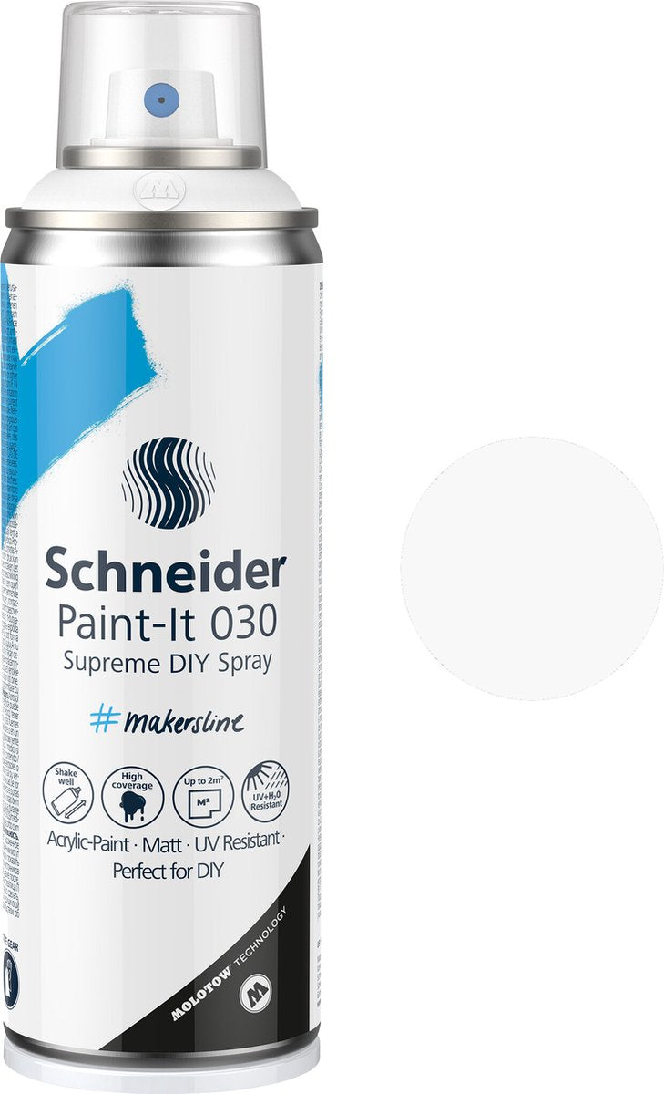 Schneider schrijfwaren schneider spuitbus verf - paint-it 030 - diy spuitverf - acrylverf - 200ml - wit - s-ml03050008