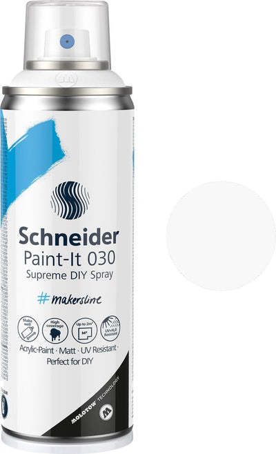 Vernice spray Schneider per cancelleria Schneider - paint-it 030 - vernice spray fai da te - vernice acrilica - 200 ml - bianca - s-ml03050008