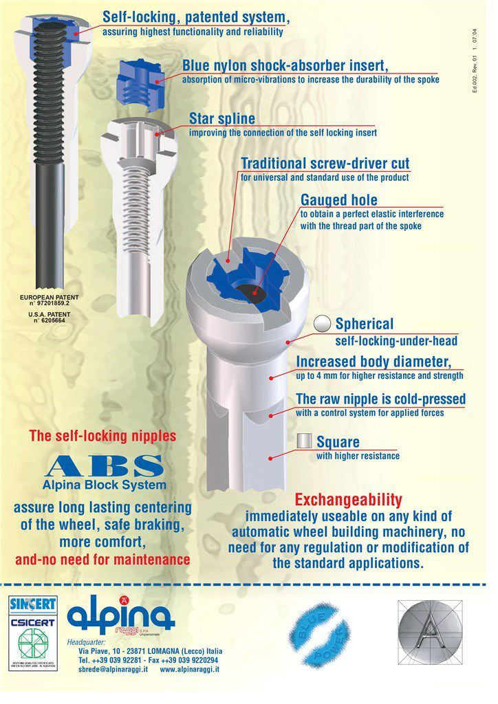 Alpina spaak pezón con cabeza redonda 14G 15.0 mm 4 FG 2.3 ABS Brass Negro (144 piezas)