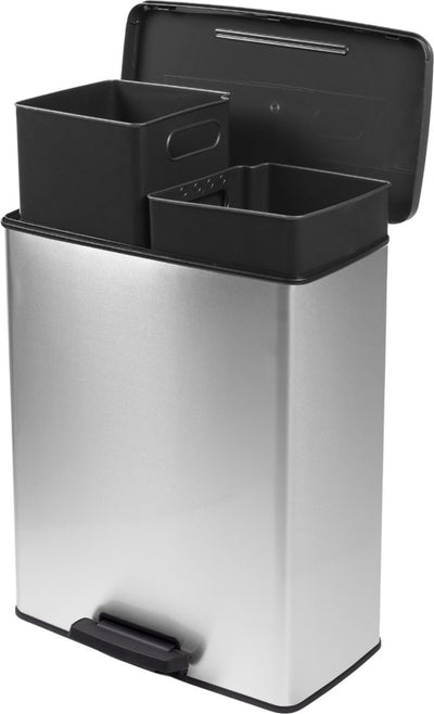 Curver decobin duo waste bin - 26l+26l - rectangular - silver metallic