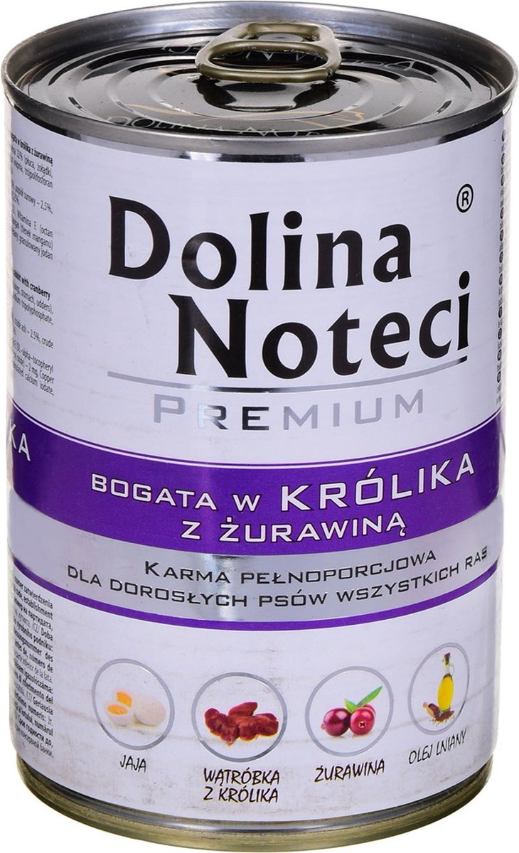Dolina noteci premium - cibo umido per cani - coniglio mirtillo rosso - 24 x 400 g