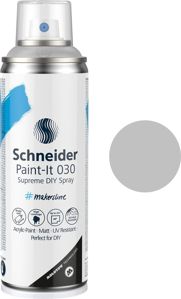 Schneider schrijfwaren schneider spuitbus verf - paint-it 030 - diy spuitverf - acrylverf - 200ml - zilver - s-ml03050007