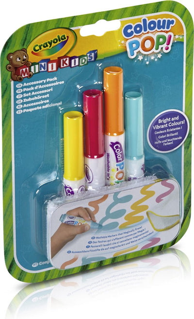 Crayola - mini kids - pacchetto hobby - pennarelli colorati pop per bambini - ricarica tappetino colorato lavabile