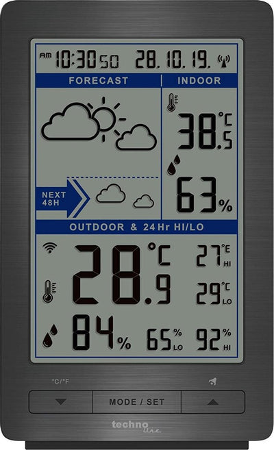 Technoline stazione meteo termometro igrometro - ws 9485 - 94x154x46mm - argento - con 1 sensore esterno 30m - tl-ws9485