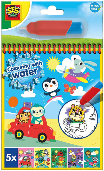 SES colors with water coloring book - Traveling