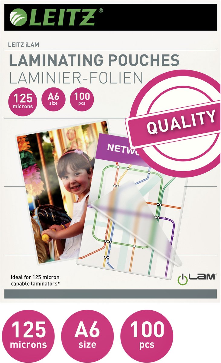 Buste di plastificazione Leitz - a6 - 125 micron - 100 pezzi
