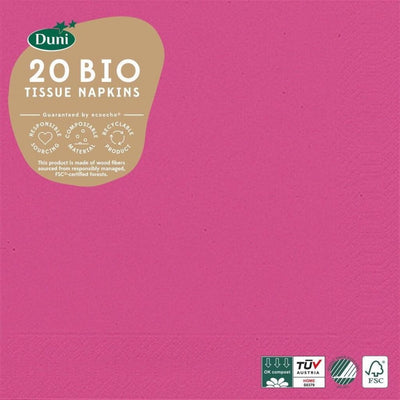 Duni duni tovaglioli bio a 3 strati 33 x 33 cm di carta fucsia 20 pezzi