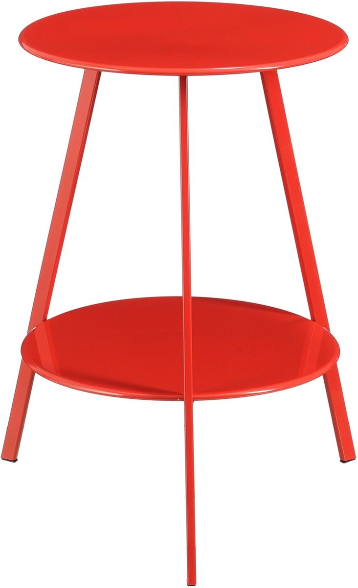 Tavolino con decorazioni Mica per esterno - h58 x ø46 cm - metallo - rosso